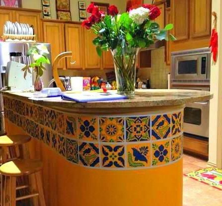 kitchen tiles painted in Mexico