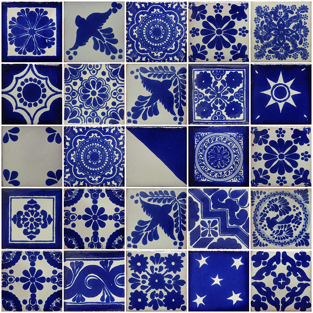 white and blue Mexican tiles